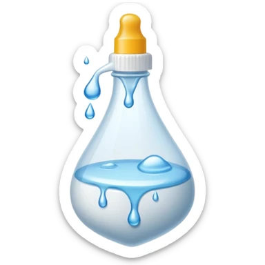 white translucent glue drops dripping out of glue bottle sticker