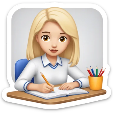 girl doing homework sticker
