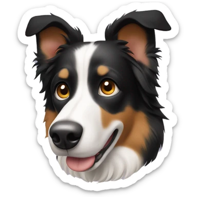 Border collie black and tan ears up sticker
