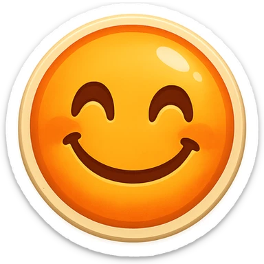 Twitch subscriber emoji showing happiness, smiling face, warm colors, cheerful expression, friendly vibe sticker