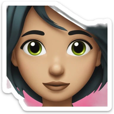 girl with bluey green eyes, black hair and hot pink front strands  sticker