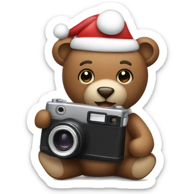 Christmas Teddy bear holding a Camera  sticker