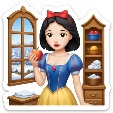 Snow White dusting her room sticker