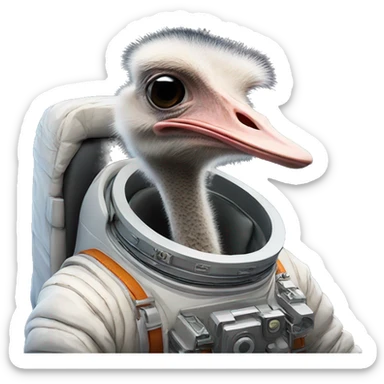 Ostrich in space sticker