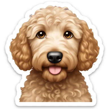 Goldendoodle with tan brown curly hair female owner sticker