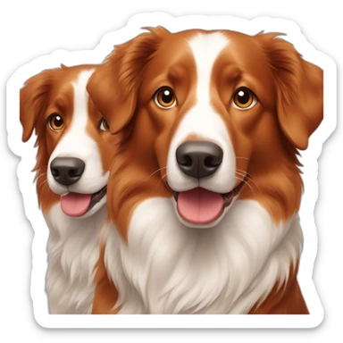Two dogs, Toller and red border collie has ears up sticker