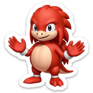 Sonic the hedgehogs friend knuckles a red animal with peach arms and white gloves sticker