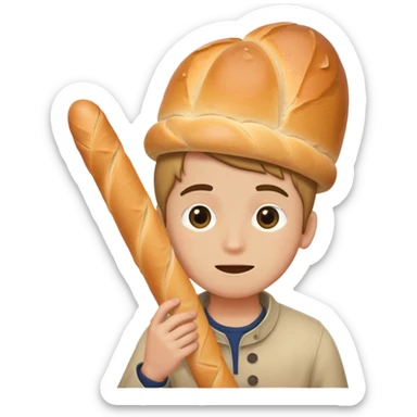 boy getting bonked on the head with a baguette stick sticker