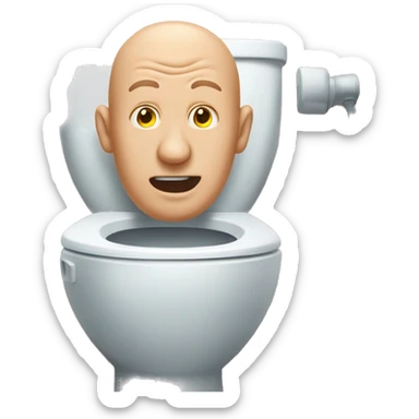 Bald man’s head popping out of a toilet sticker