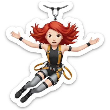 bungee jumping face only with hair flying red long hair sticker