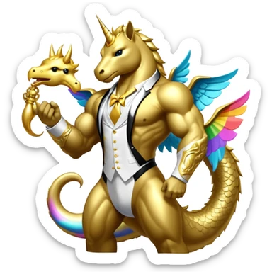 Gay King Kong Super duper Transcendent celestial infinity cosmic galactic energy Mega neon unicorn dragon hydra hyper rare golden penguin Golden Divine god angel Omni Black and white Super muscular Buff sigma Gigachad cat full body tuxedo colored  sticker