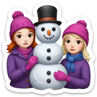 Virginia Poe and Maria Clemm building a snowman sticker