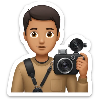 man hold film Camera ,on his shoulder sticker