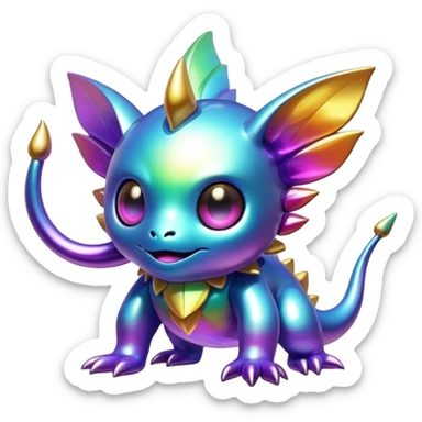 Metallic glossy complex iridescent aesthetic-scenery-Fakémon-creature sticker