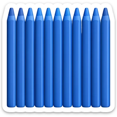 Eleven blue crayons arranged in a neat row sticker