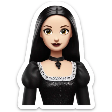  glitter Wednesday Addams.Parisian Beach beauty Barbie.full height. 1female sticker
