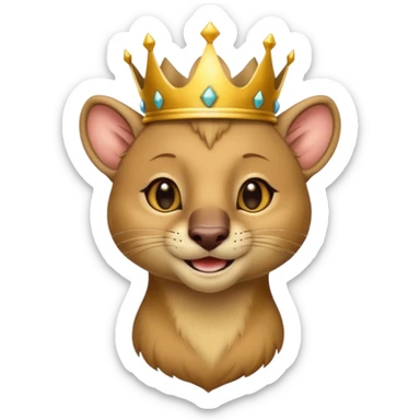 Fossa animal wearing a crown looks arrogantly smiley sticker