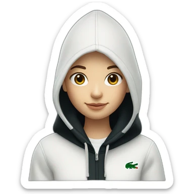 Lacoste bag girl with black lacoste hoodie sticker