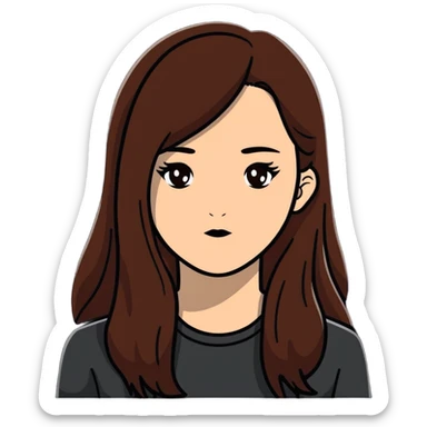 White girl looks mysterious, and she has long brown hair sticker