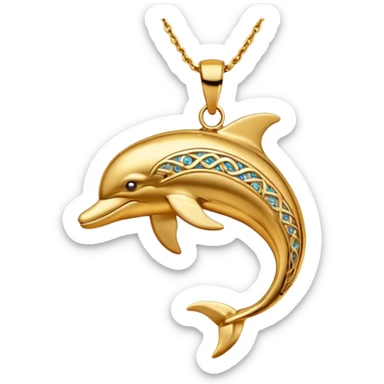 A dolphin necklace (golden) sticker