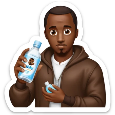 p diddy holding a bottle of baby oil  sticker
