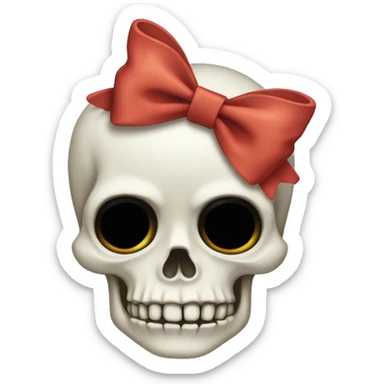 Skeleton wearing a bow sticker