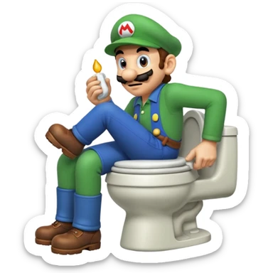 Mario pooping on luigi sticker