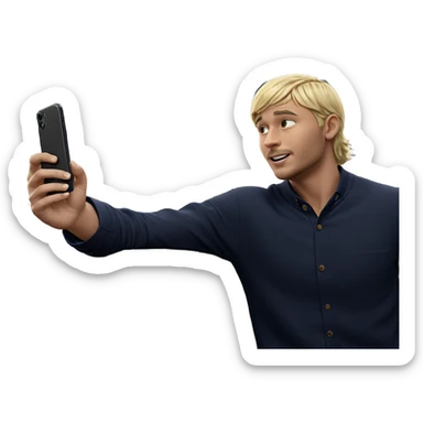 blonde boy with cellphone outdoors sticker