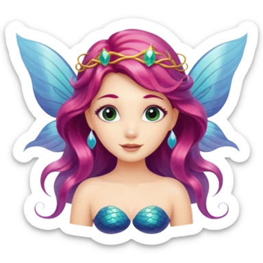 an mermaid that has fairy wing an fair face sticker