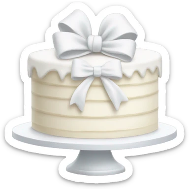 White cake with white bow sticker