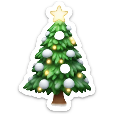 Kerstboom met sneeuw en lichtjes sticker