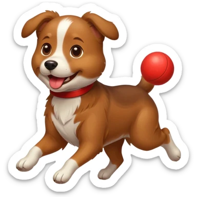 happy dog running after ball sticker