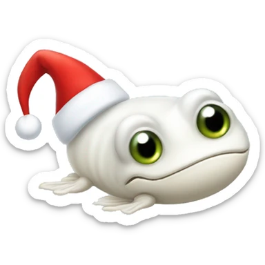 White tadpole wearing a Santa hat  sticker