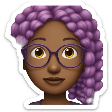 black girl with purple braids and rose gold glasses sticker