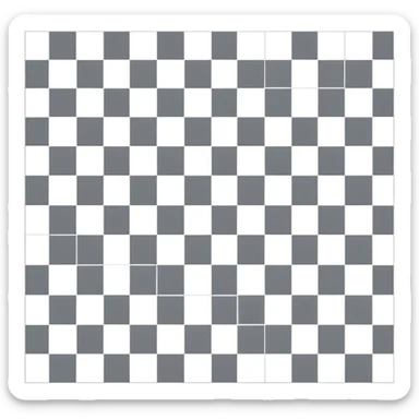 Gray and white checkered pattern, 8x8 grid, minimalist design, flat colors sticker
