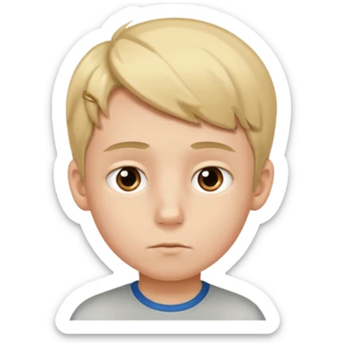 a boy thinking of the numbers 67 sticker