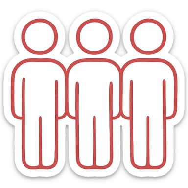 3 red faceless people standing next to each other sticker