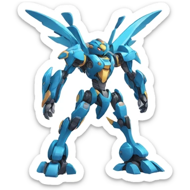 a futuristic mechanical Pokémon-Medabot-Dragon full body sticker