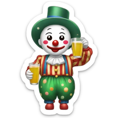 clown drinking Korean soju sticker