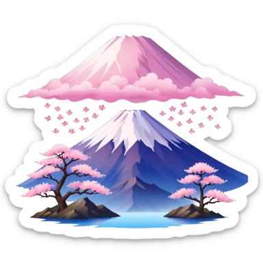 Cherry blossom scenery, Mount Fuji sticker
