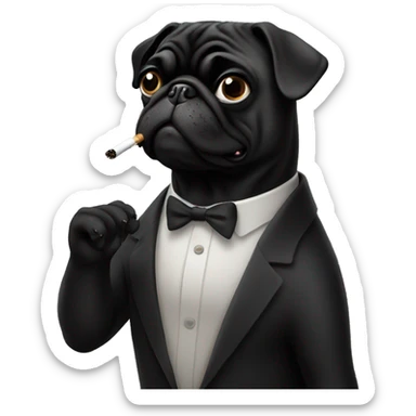 Black pug smoking  sticker