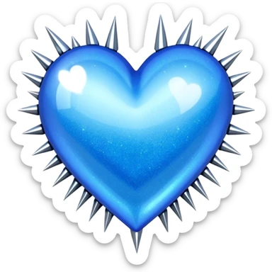 blue glittery heart with chrome spikes sticker