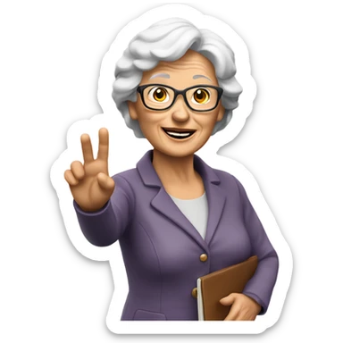 3d hyper realistic senior woman waving  sticker