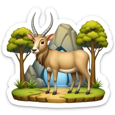 Slede getrokken door een eland in een noors dennenbos sticker