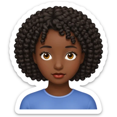 25 yaş genç kız siyah küt kıvırcık saçlı sticker
