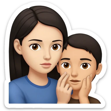 man tucking hair behind woman's ear sticker