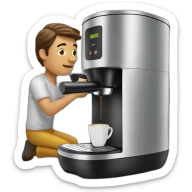 Man drinking a coffee maker sticker