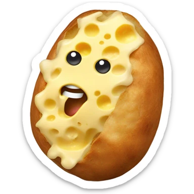 Jacket potato with cheese sticker