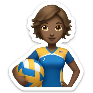 Girl playing voleibol brown short hair number 1 sticker