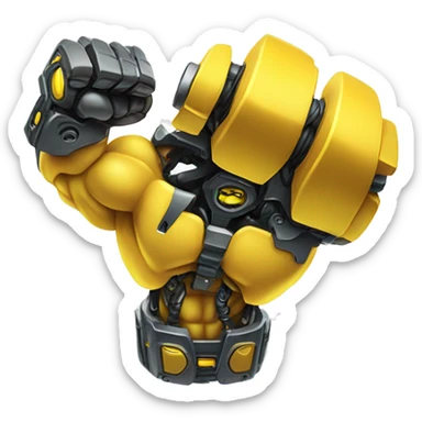 Yellow mechanical cyborg bicep that’s flexing sticker